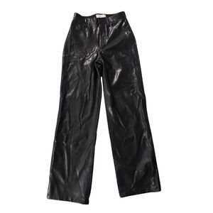 NWT Abercrombie the loose high rise faux black leather pants - size 25/0